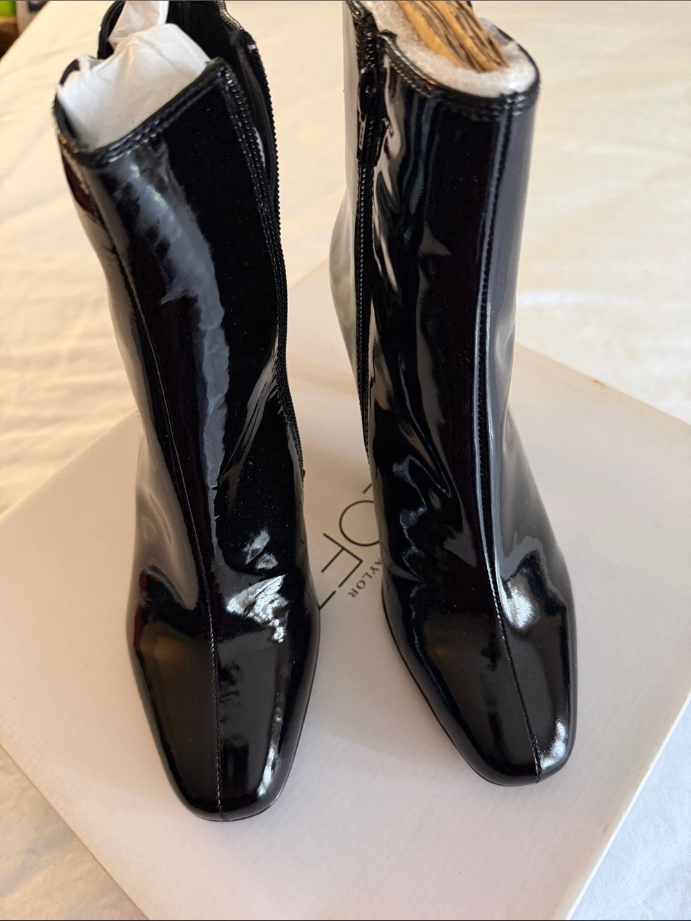 LOFT Black Patent Ankle Booties with Side Zip